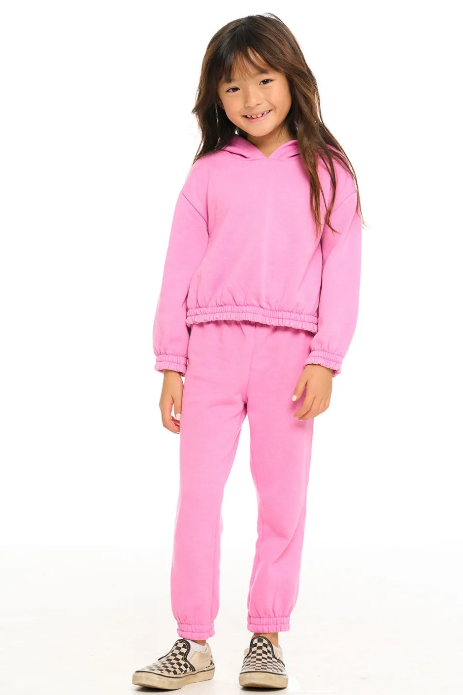 Kids Chaser Brand Semi Cropped Shirred Hoodie Pullover