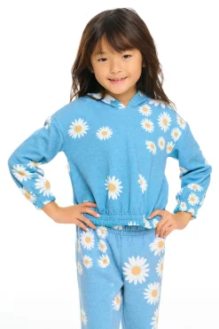 Kids Chaser Brand Semi Cropped Shirred Hoodie Pullover