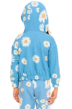 Kids Chaser Brand Semi Cropped Shirred Hoodie Pullover