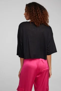Women Chaser Brand Shine Shadow Black Tee