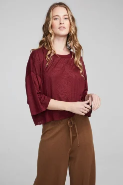 Women Chaser Brand Shine Wine Red Tee