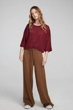 Women Chaser Brand Shine Wine Red Tee
