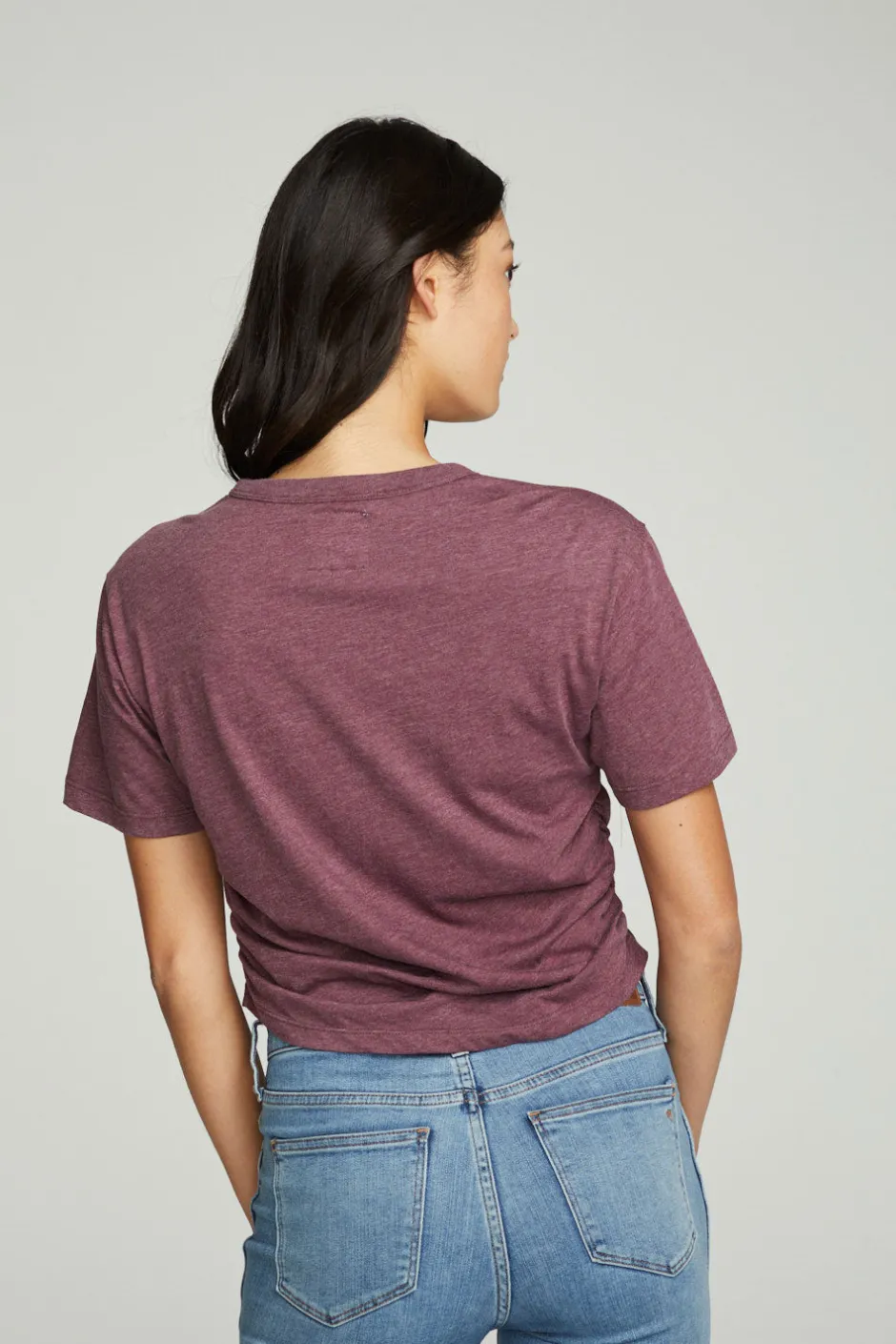 Women Chaser Brand Short Sleeve Crew Neck Shirred Side Tee