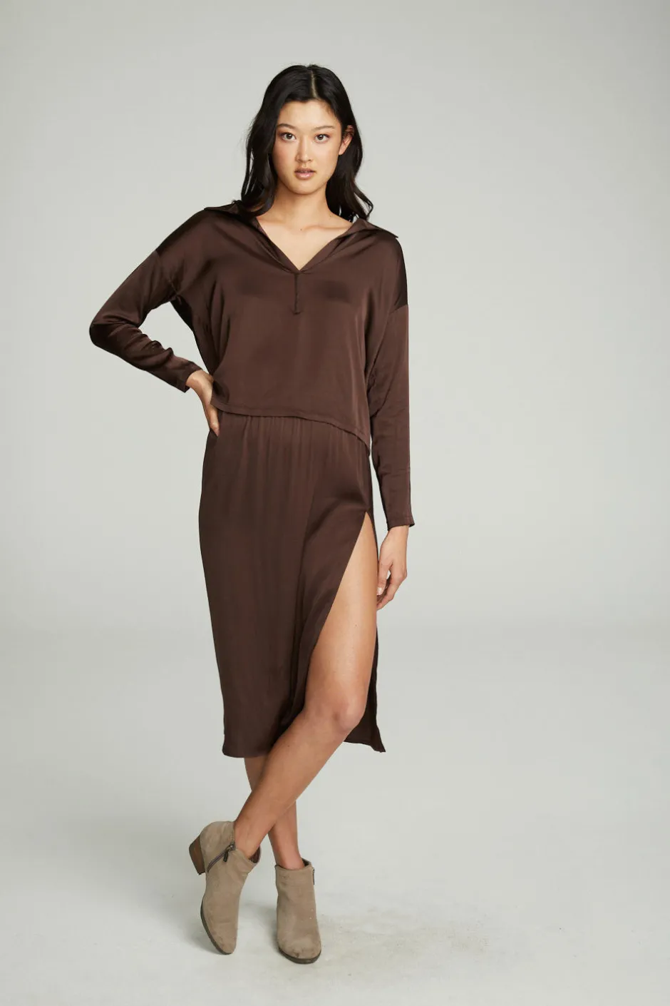 Women Chaser Brand Side Slit Midi Skirt