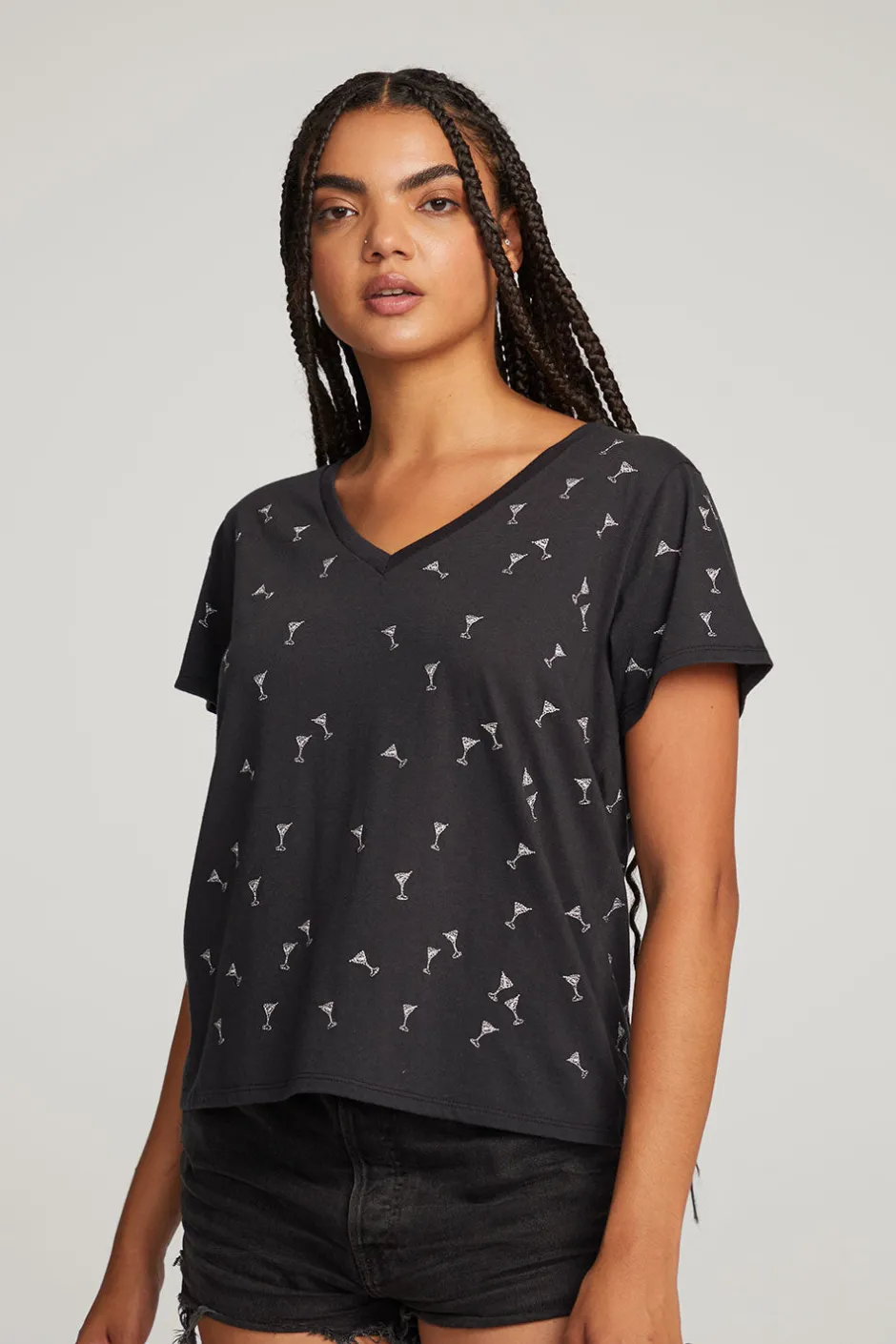 Women Chaser Brand Silver Martinis Tee