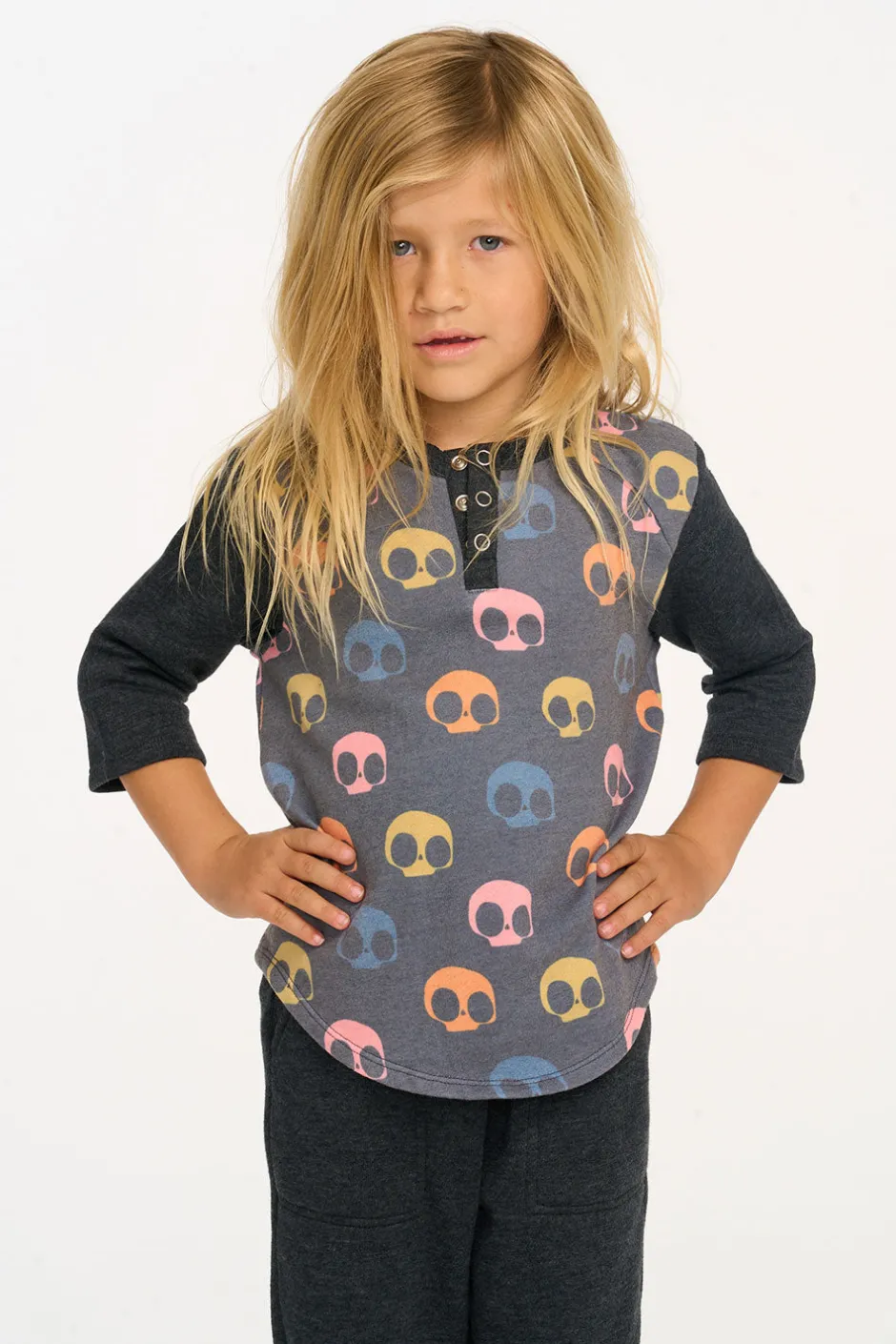 Kids/BOY Chaser Brand Skull Candy Henley Tee