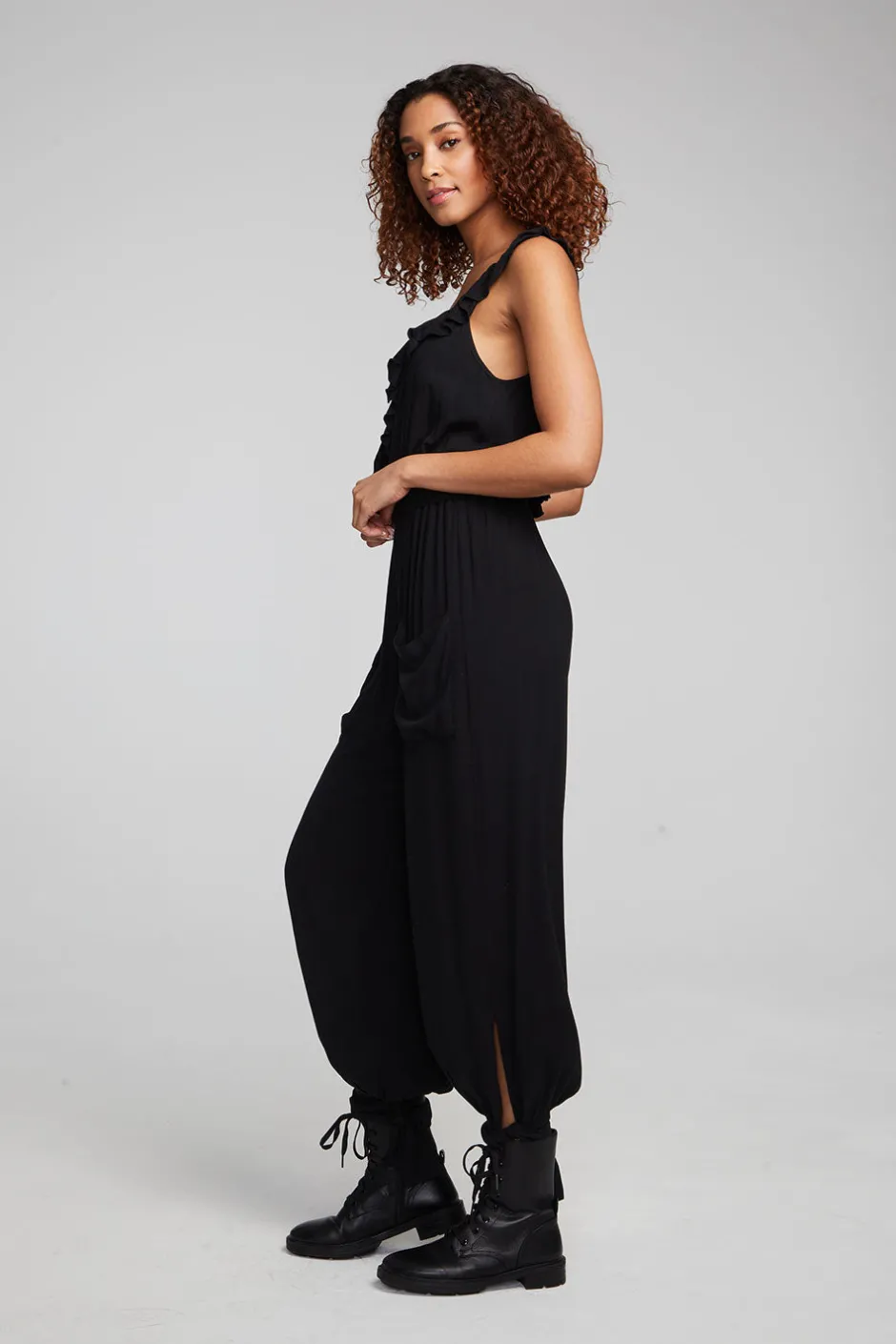 Women Chaser Brand Slash Shadow Black Jumpsuit