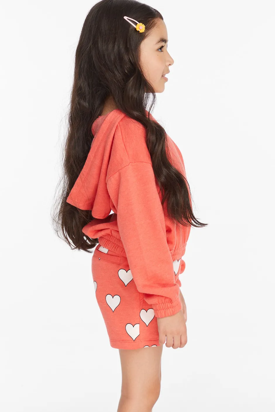 Kids Chaser Brand Smiley Flower & Hearts Girls Pullover Hoodie