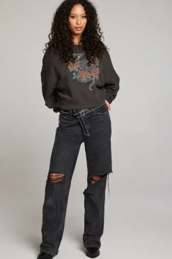 Women Chaser Brand Snake & Roses Pullover