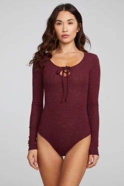 Women Chaser Brand Spelly Wine Red Bodysuit