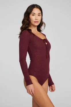 Women Chaser Brand Spelly Wine Red Bodysuit