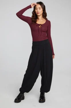 Women Chaser Brand Spelly Wine Red Bodysuit