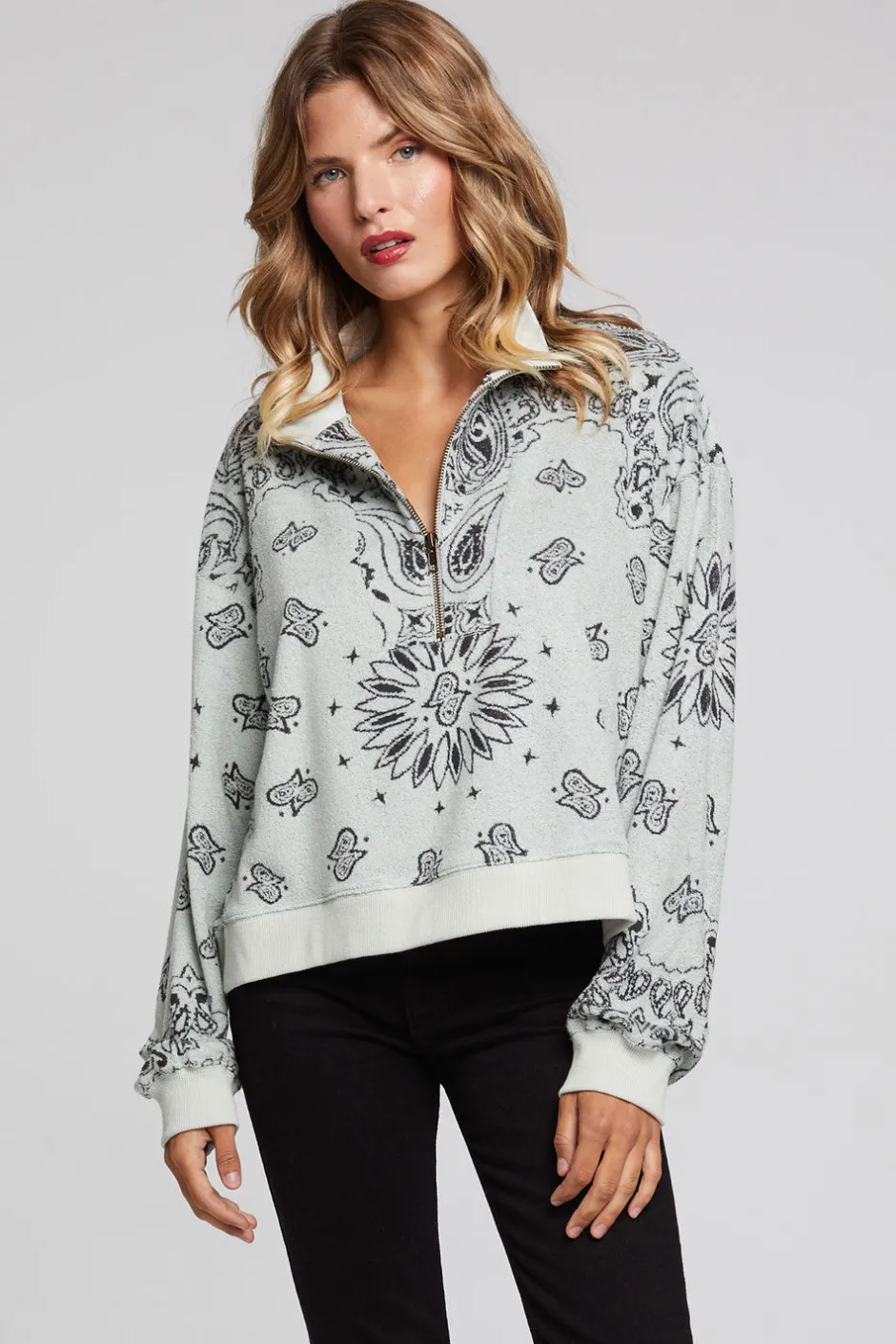 Women Chaser Brand Stella Matcha Half Zip Pullover
