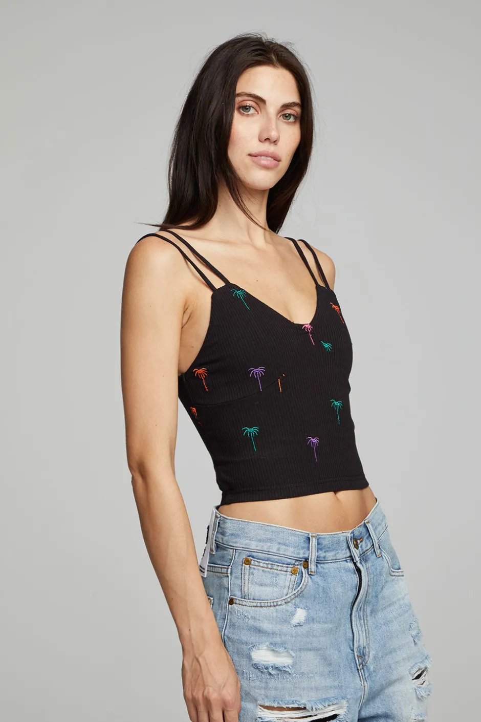 Women Chaser Brand Strand Crop Top - Black Onyx