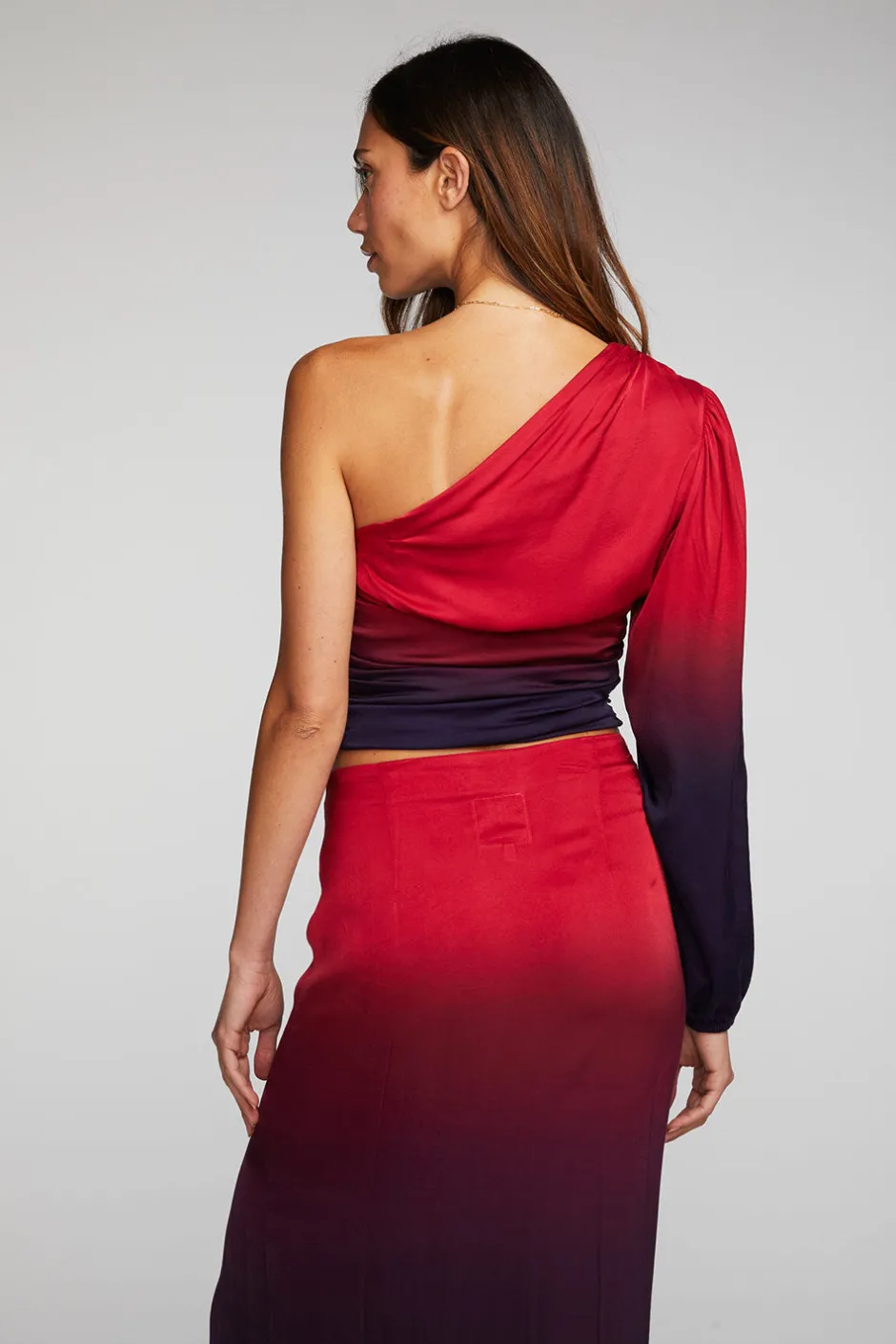 Women Chaser Brand Stretch Silky Woven Cold Shoulder Blouse