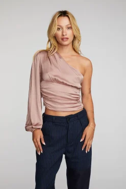 Women Chaser Brand Stretch Silky Woven Cold Shoulder Blouse
