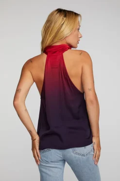 Women Chaser Brand Stretch Silky Woven Halter Top