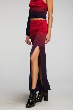 Women Chaser Brand Stretch Silky Woven Midi Skirt
