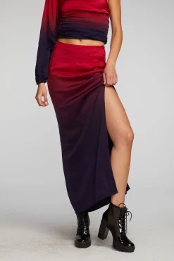 Women Chaser Brand Stretch Silky Woven Midi Skirt