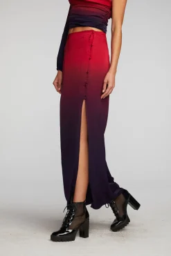 Women Chaser Brand Stretch Silky Woven Midi Skirt