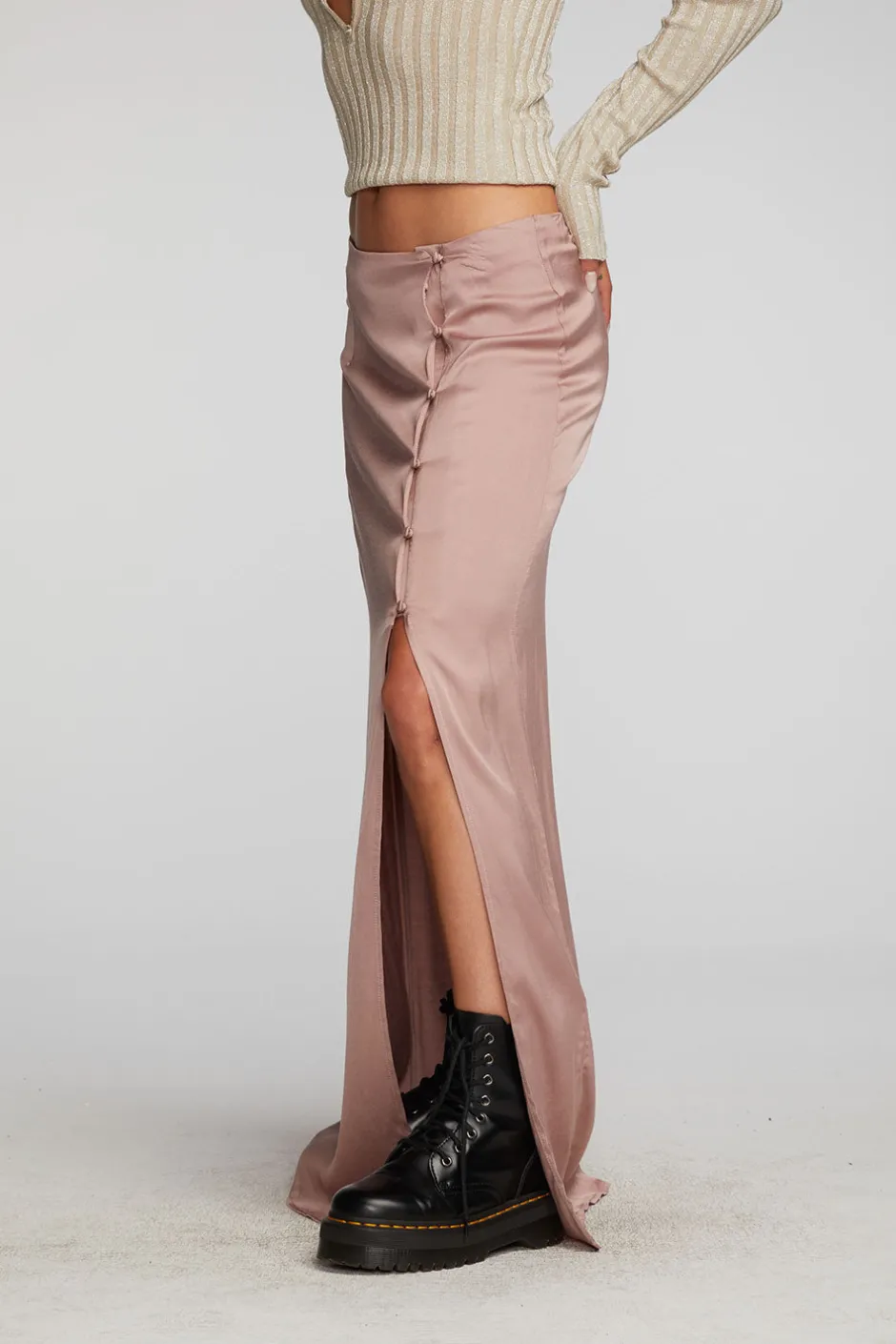 Women Chaser Brand Stretch Silky Woven Midi Skirt