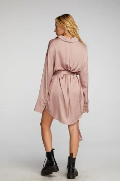 Women Chaser Brand Stretch Silky Woven Shirt Dress