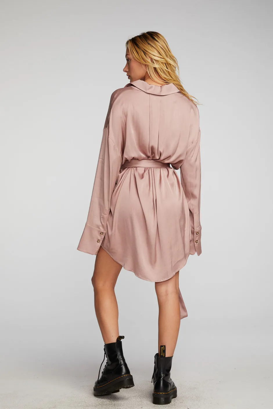Women Chaser Brand Stretch Silky Woven Shirt Dress