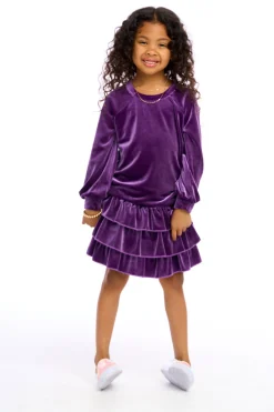 Kids Chaser Brand Stretch Velvet Blouson Sleeve Raglan