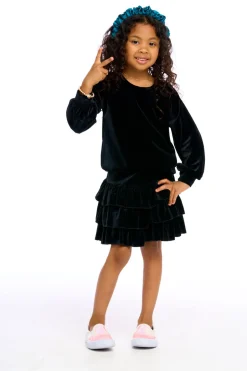 Kids Chaser Brand Stretch Velvet Blouson Sleeve Raglan