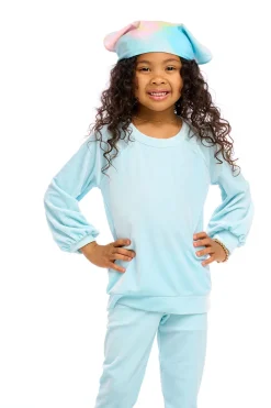 Kids Chaser Brand Stretch Velvet Blouson Sleeve Raglan