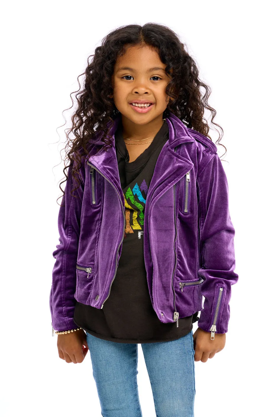 Kids Chaser Brand Stretch Velvet Moto Jacket