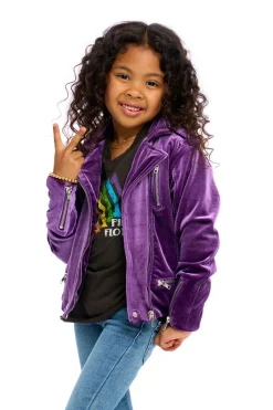 Kids Chaser Brand Stretch Velvet Moto Jacket