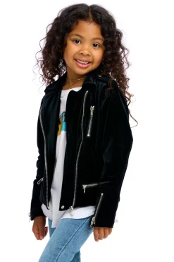 Kids Chaser Brand Stretch Velvet Moto Jacket