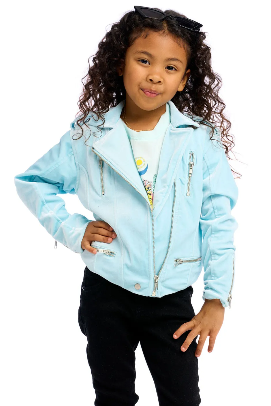 Kids Chaser Brand Stretch Velvet Moto Jacket