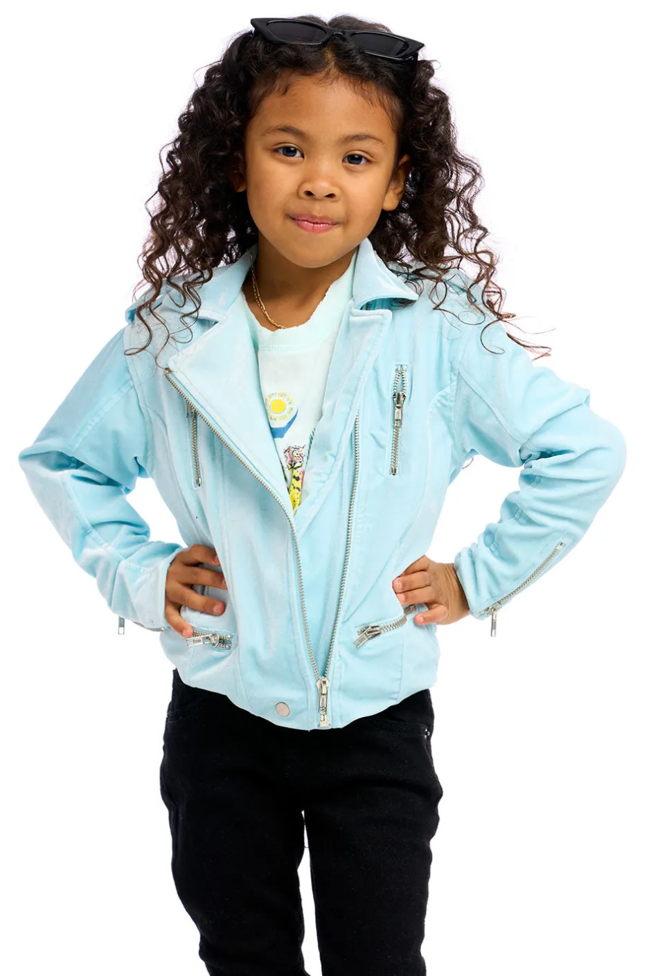 Kids Chaser Brand Stretch Velvet Moto Jacket