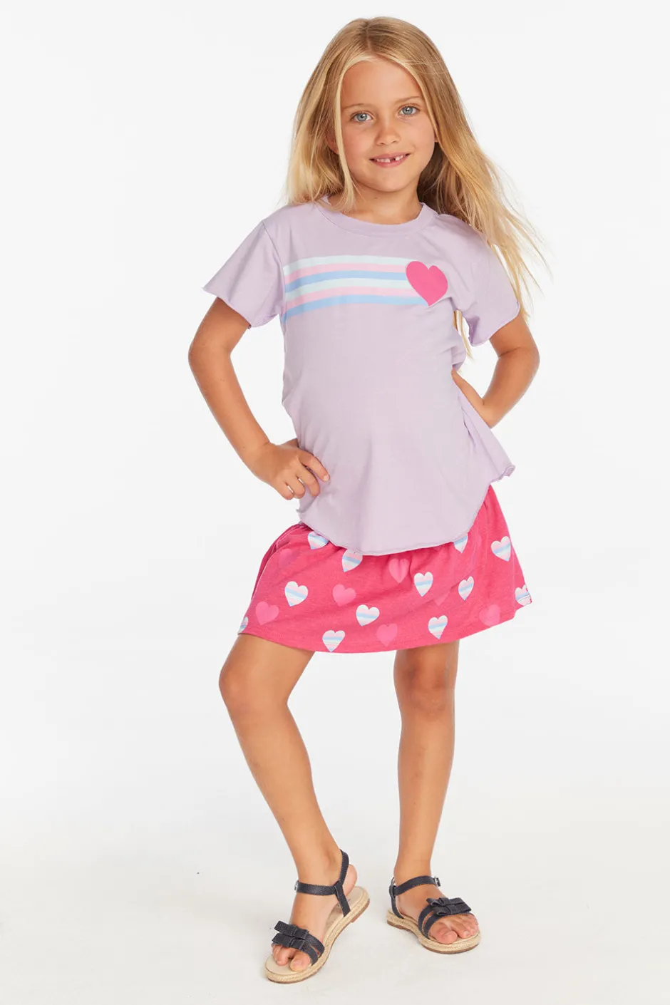 Kids Chaser Brand Stripe Heart Tee