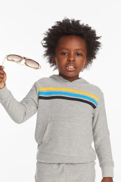 Kids/BOY Chaser Brand Striped Heather Grey Boys Pullover Hoodie