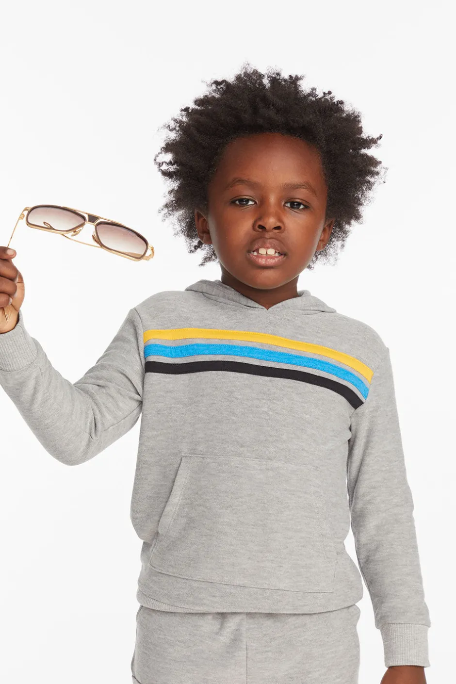 Kids/BOY Chaser Brand Striped Heather Grey Boys Pullover Hoodie