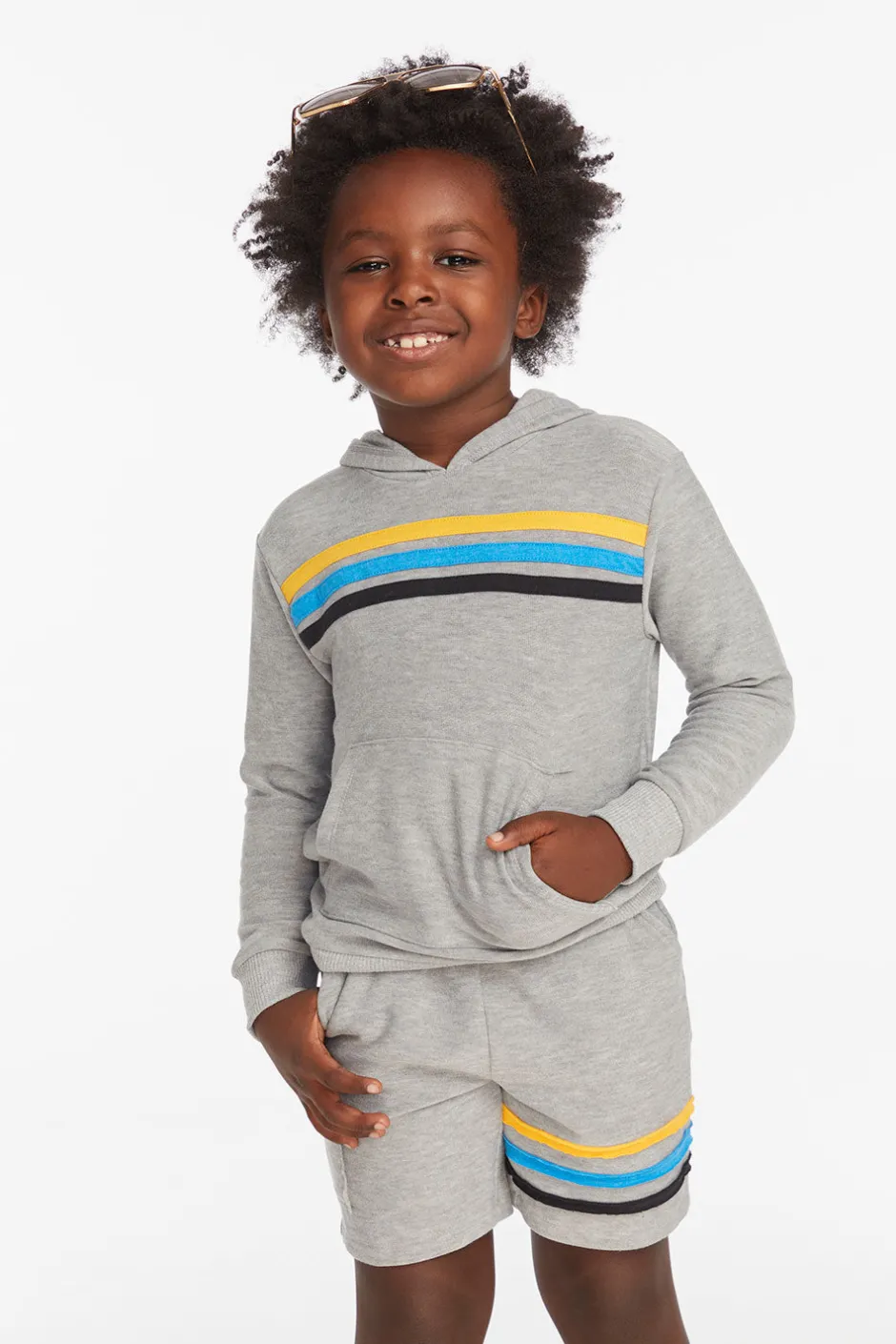 Kids/BOY Chaser Brand Striped Heather Grey Boys Pullover Hoodie