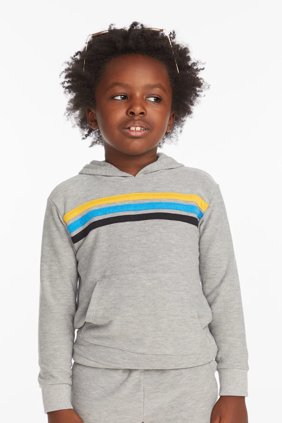 Kids/BOY Chaser Brand Striped Heather Grey Boys Pullover Hoodie