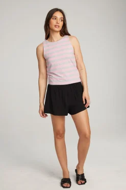 Women Chaser Brand Teague Pastel Lavender And Grey Marl Striped Tank