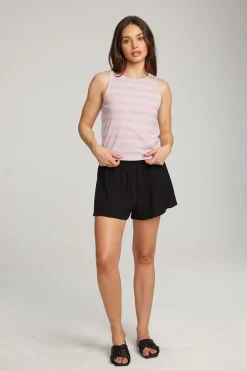 Women Chaser Brand Teague Pastel Lavender And Grey Marl Striped Tank