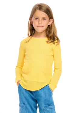 Kids/BOY Chaser Brand Thermal Long Sleeve Crew Neck Shirttail Tee With Kanga Pocket