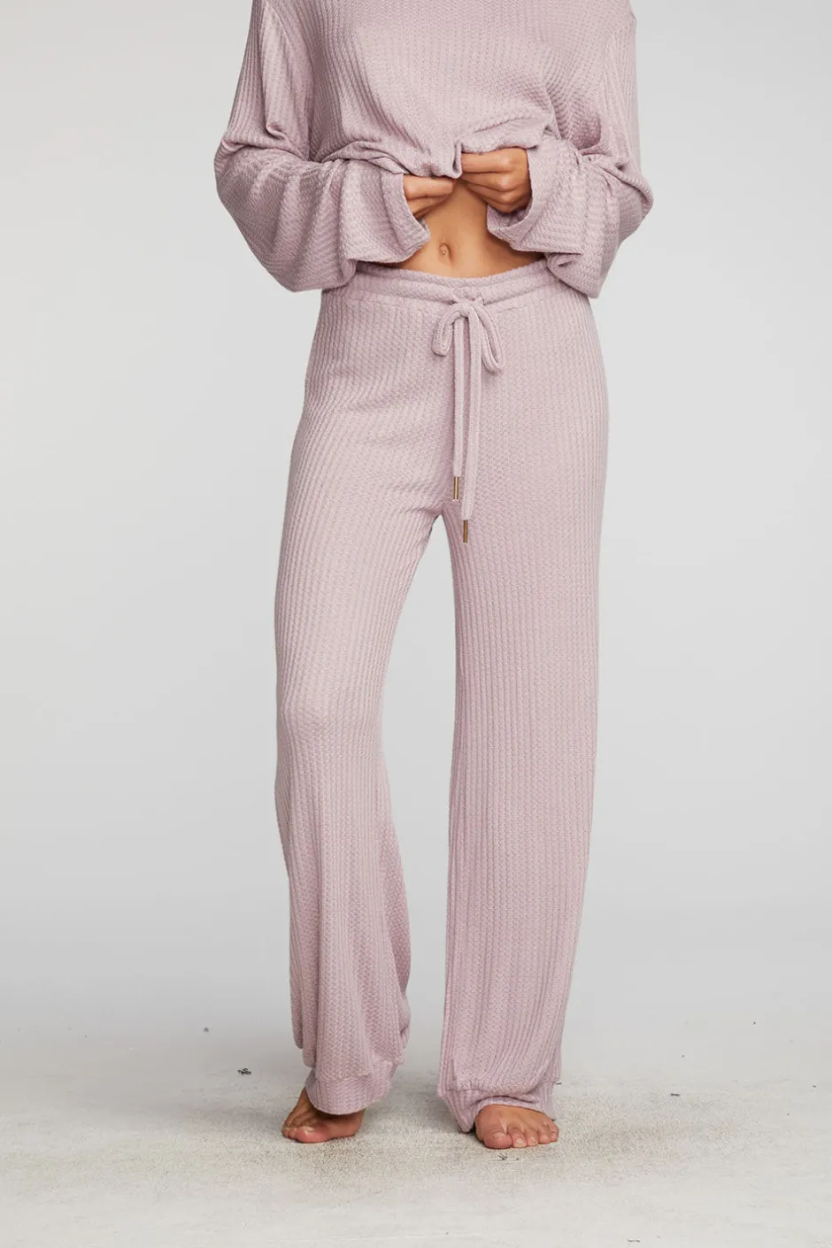 Women Chaser Brand Thermal Waffle Blouson Hem Joggers
