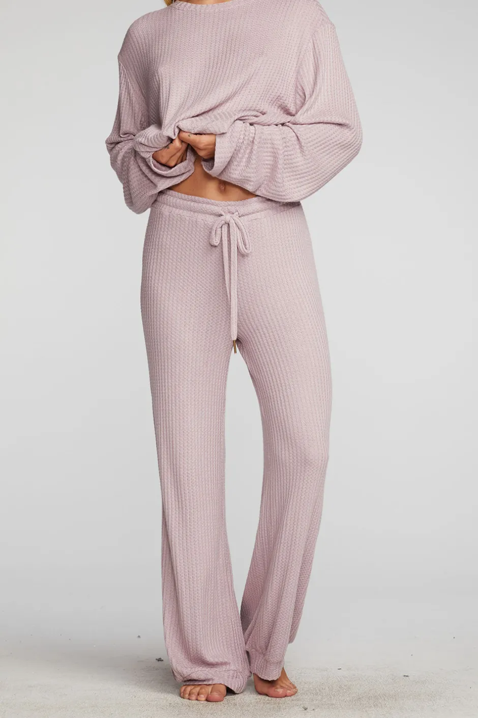 Women Chaser Brand Thermal Waffle Blouson Hem Joggers