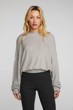 Women Chaser Brand Thermal Waffle Long Sleeve Pullover