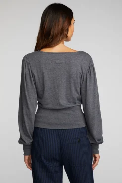 Women Chaser Brand Triblend V-neck Long Sleeve Blouse
