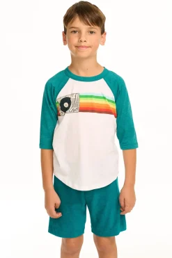 Kids/BOY Chaser Brand Turntable Rainbow Recycled Vintage Jersey Baseball Tee