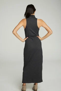 Women Chaser Brand Turtle Neck Tank Maxi Dress With Side Slits
