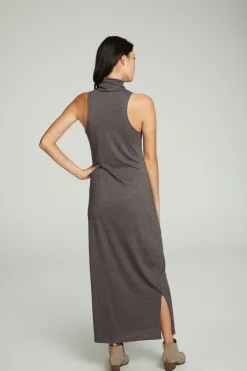 Women Chaser Brand Turtle Neck Tank Maxi Dress With Side Slits